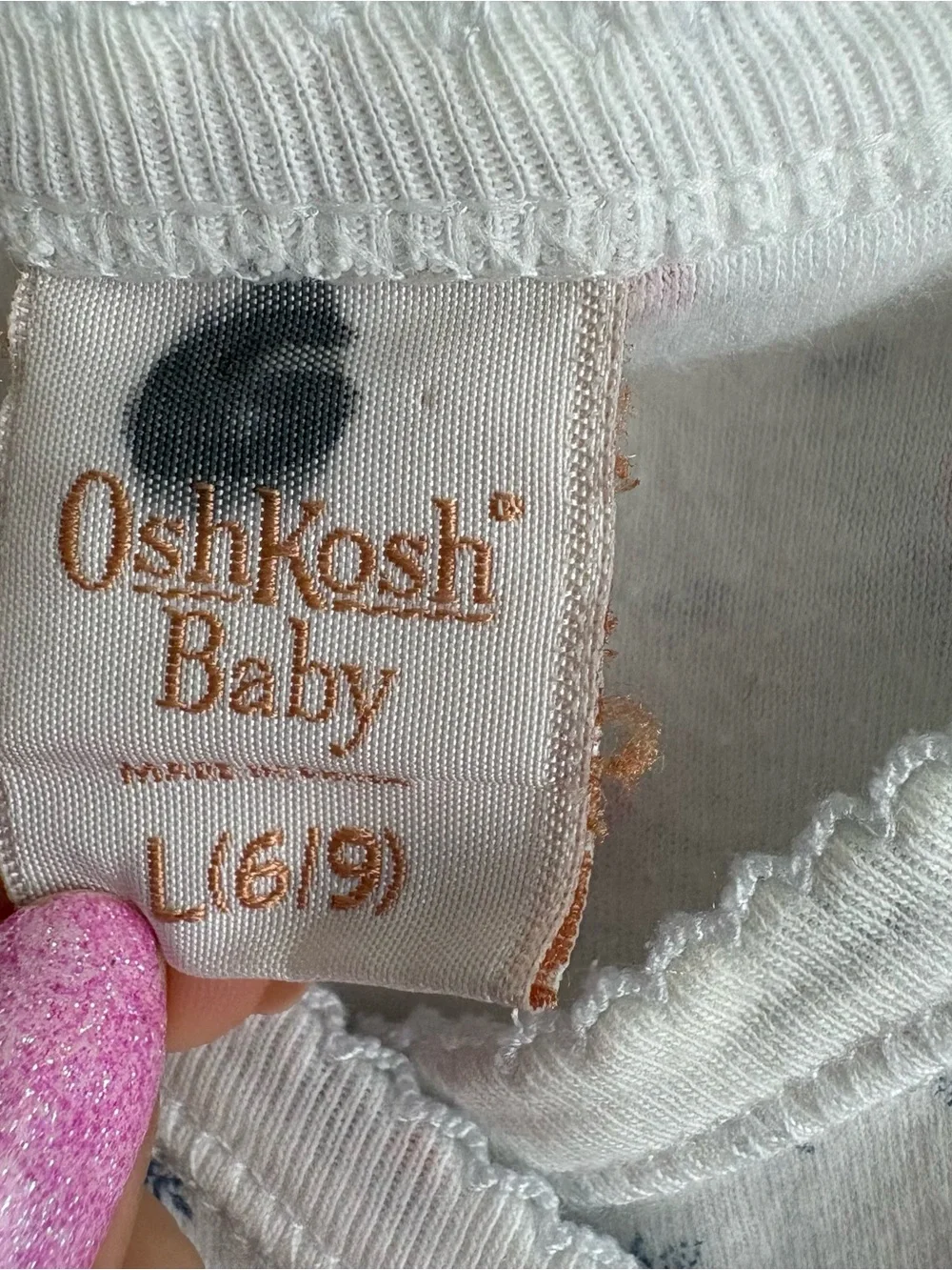 VTG OshKosh Baby White Floral Coverall One-Piece Long Sleeve Snap 6-9 Months